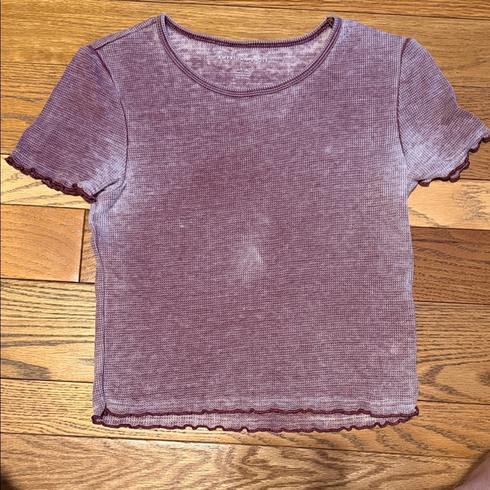 American Eagle Outfitters Lavender Ribbed Crop Tee